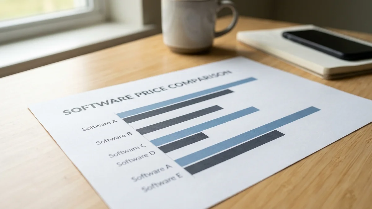 Bar chart comparing monthly subscription costs of 10 AI business tools