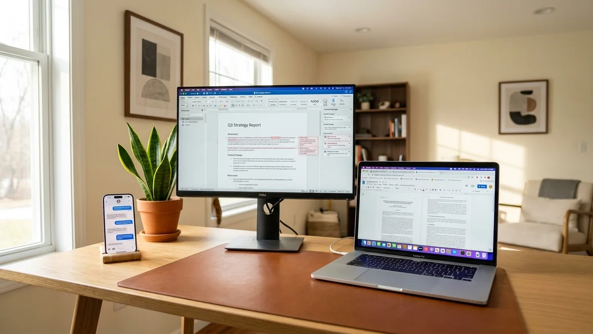 Home office workspace with monitor