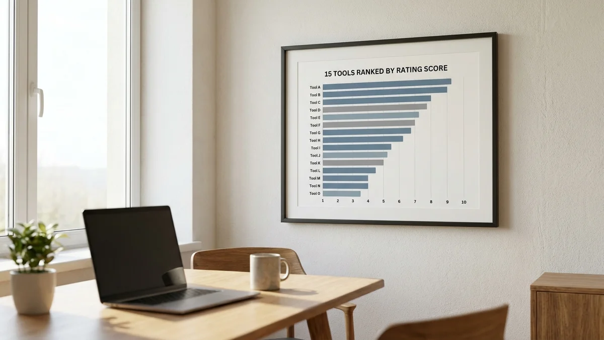 Bar chart comparing ratings of 15 best free AI tools in 2026
