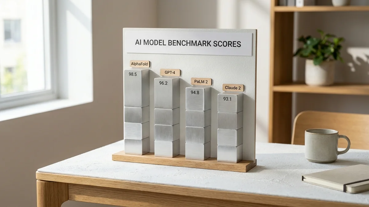 Bar chart of MMLU benchmark scores for top AI models in 2026