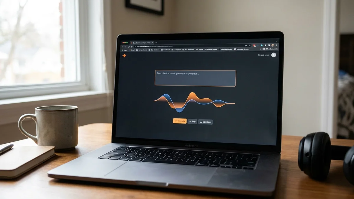 Suno web app interface showing AI song generation with prompt input