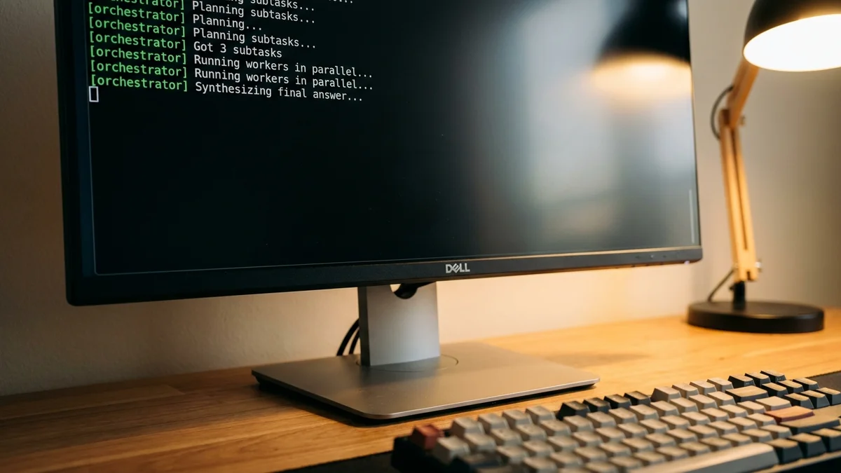 Terminal output showing multi-agent orchestrator running planner