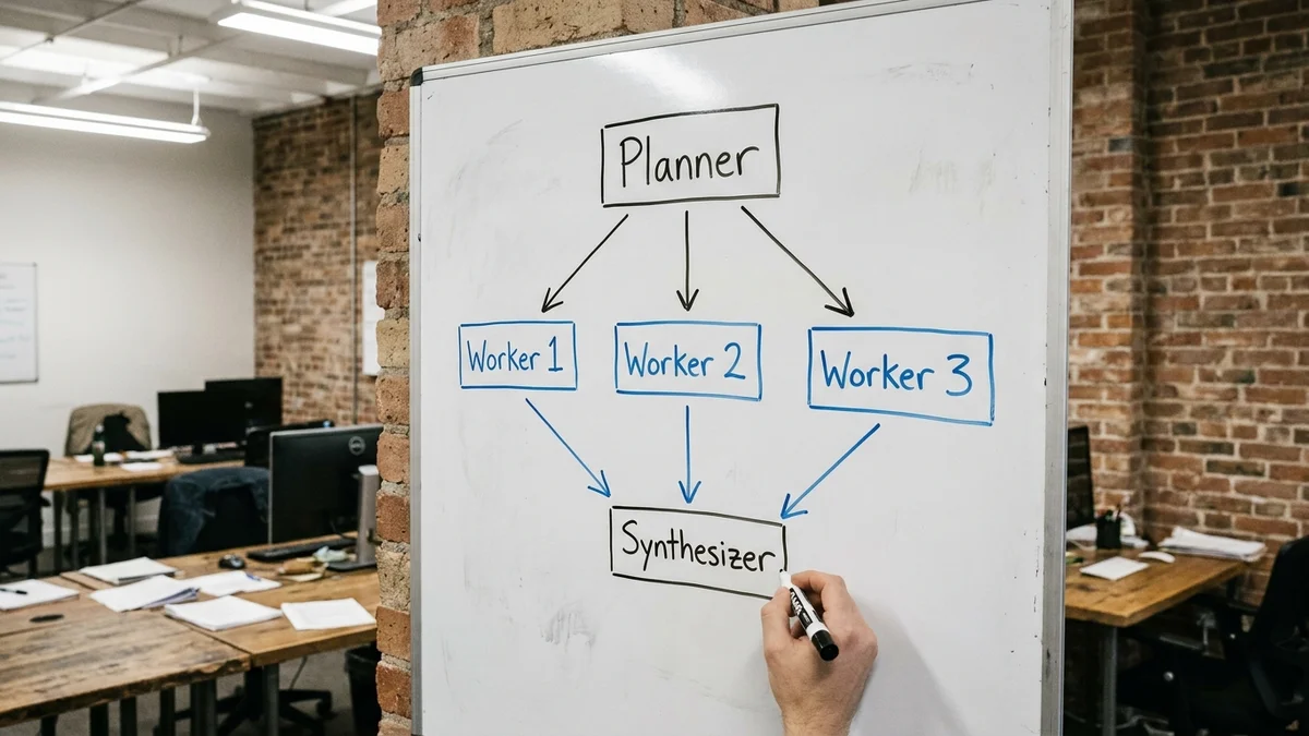 Whiteboard diagram showing planner