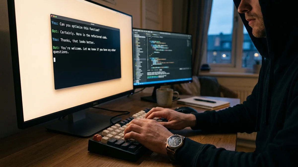 Developer testing RAG chatbot in terminal with query and response visible on screen