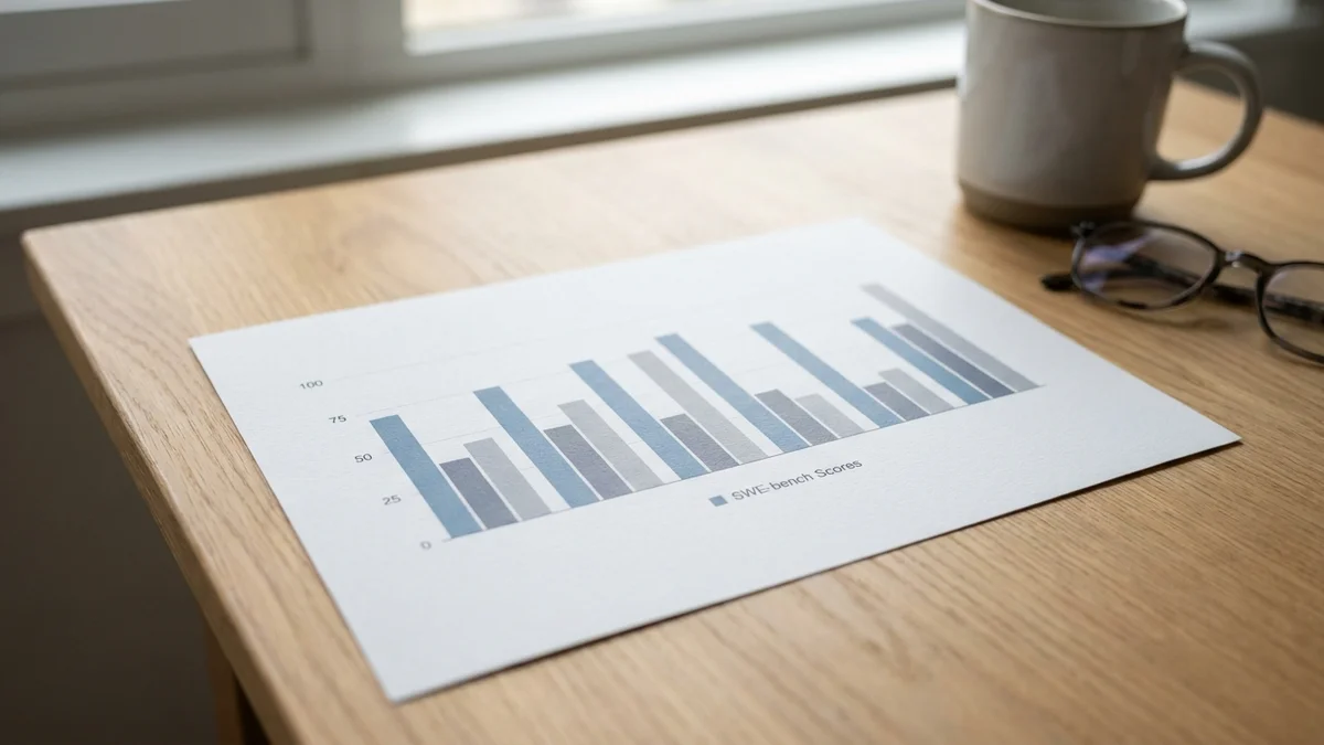 Bar chart comparing SWE-bench Verified scores across top AI coding models