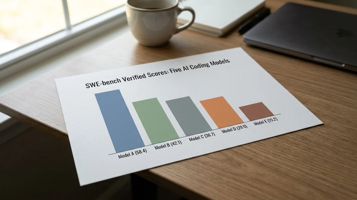 Bar chart comparing SWE-bench Verified scores across leading AI coding models