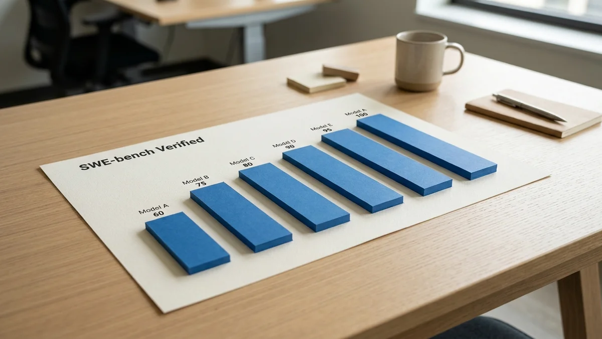 Bar chart showing SWE-bench Verified scores for top coding AI models in 2026