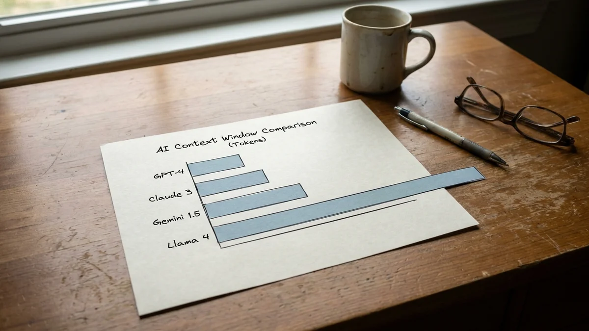 Bar chart showing Llama 4 Maverick's 1M token context window advantage