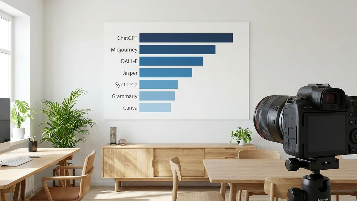 Bar chart comparing ratings of 7 AI data analysis tools across key criteria