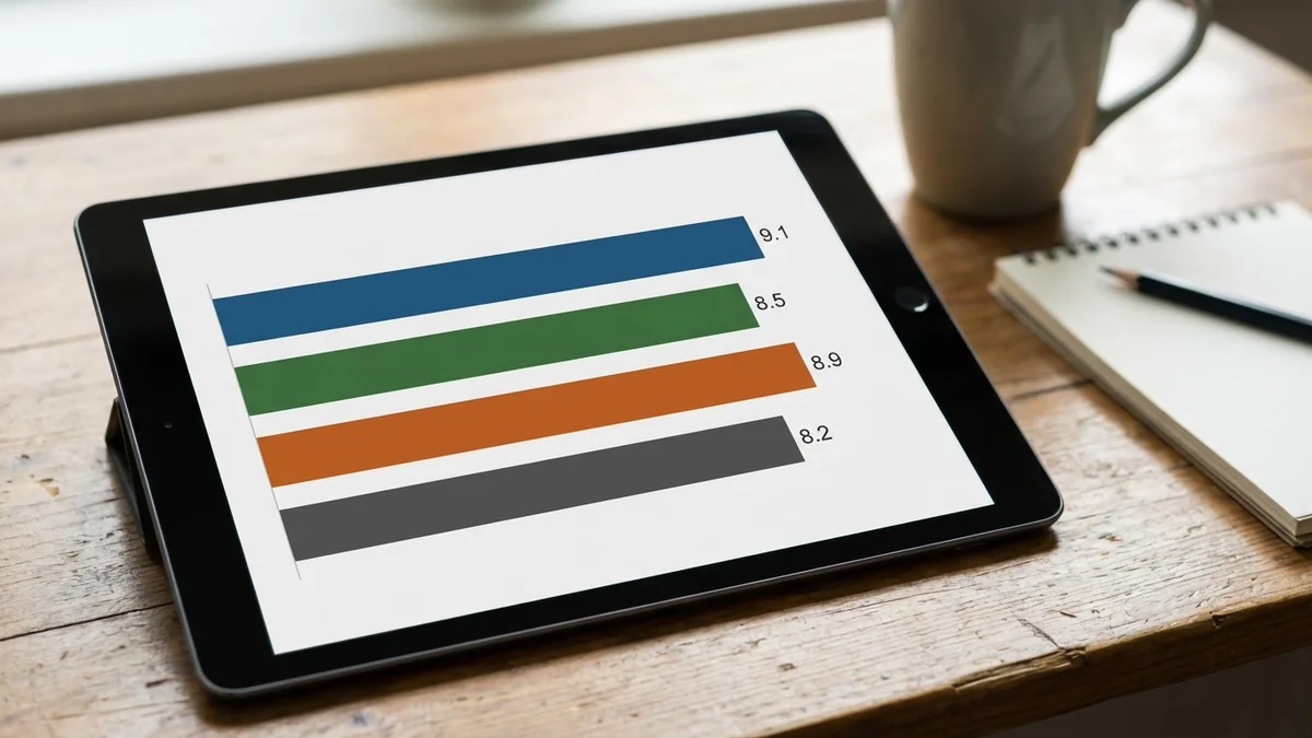 Bar chart showing average scores with both Gemma 4 variants tied at 8.82 and Qwen 3.5 at 8.17