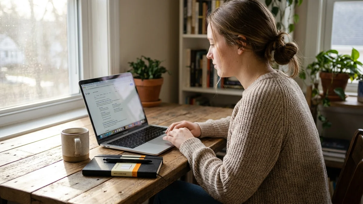 Person using a MacBook to set up Google AI search agents in Search Labs