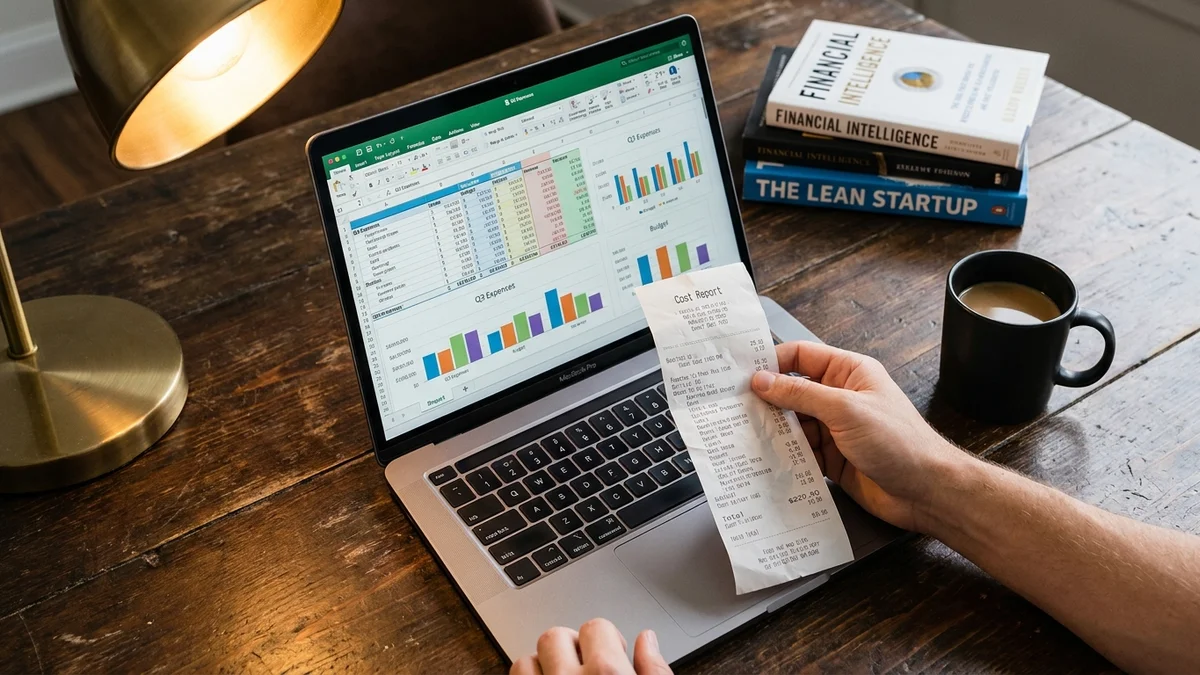 Person reviewing API pricing spreadsheet on MacBook at a desk