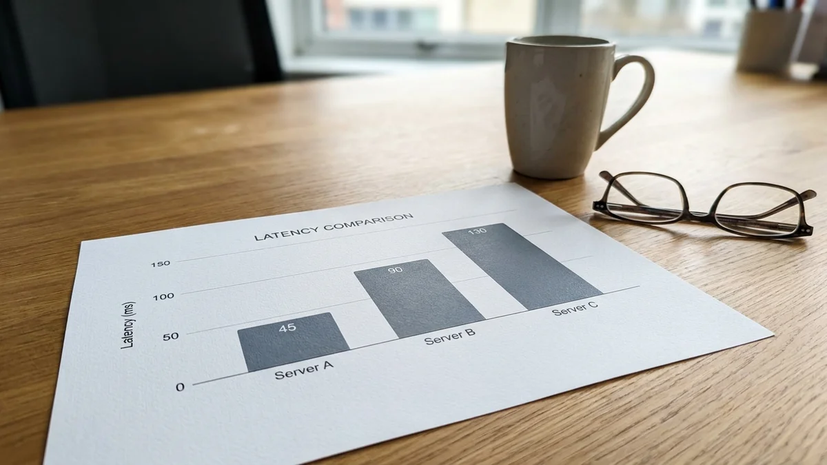 Bar chart showing p95 latency for LangChain at 4200ms