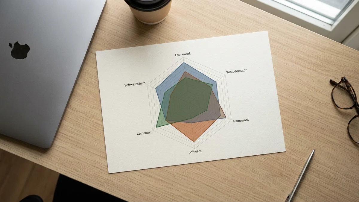 Radar chart comparing LangChain, LlamaIndex, and Haystack across performance dimensions
