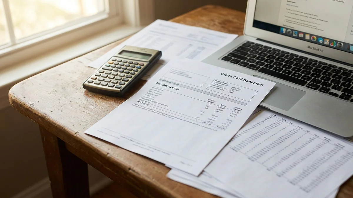 Desk scene with credit card statement and calculator illustrating AI image generation costs