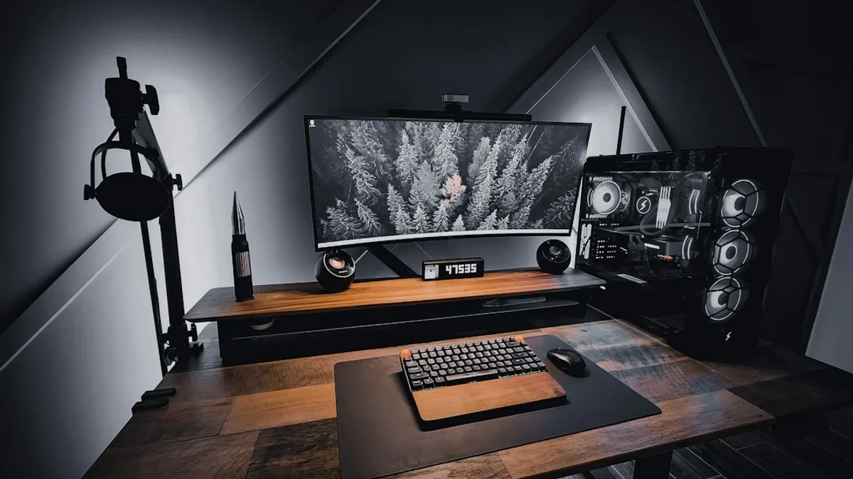 a computer on a table