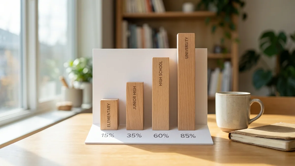 Bar chart showing Japanese student generative AI usage rates by school level