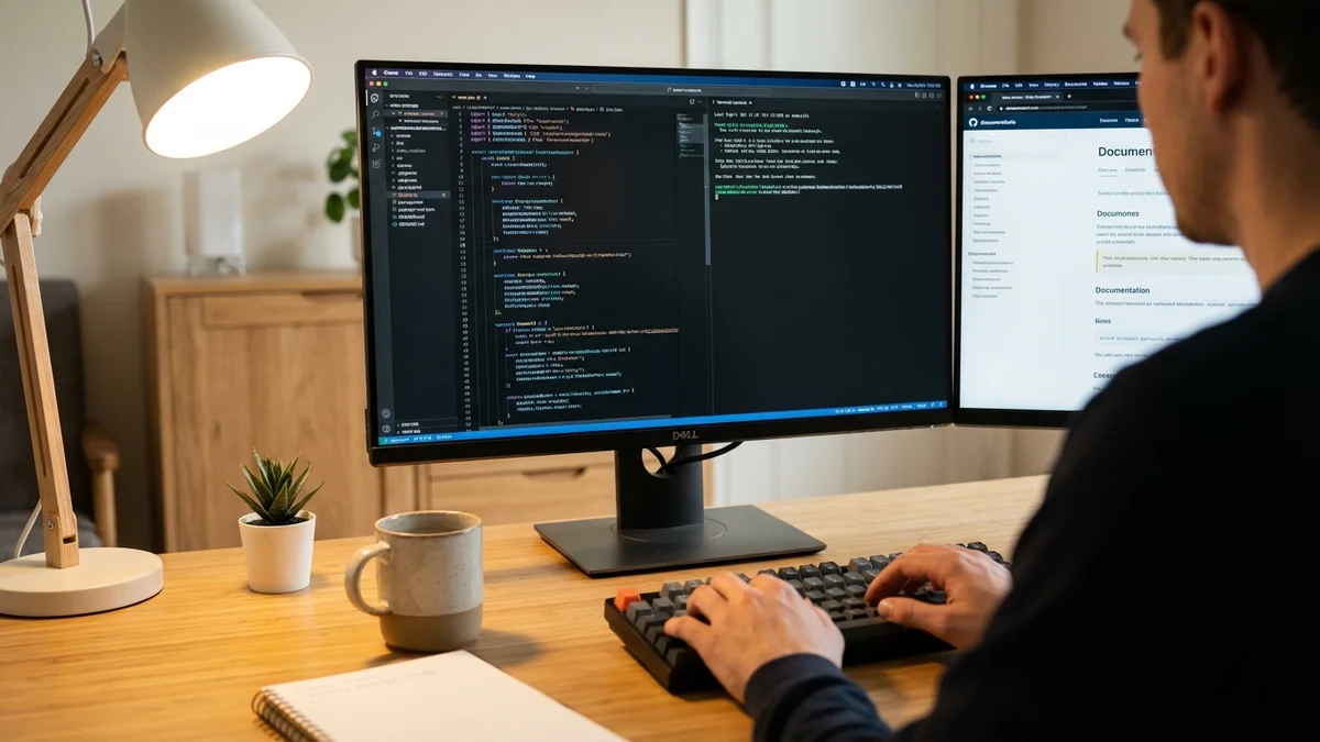 Developer workspace with code editor showing safety policy implementation