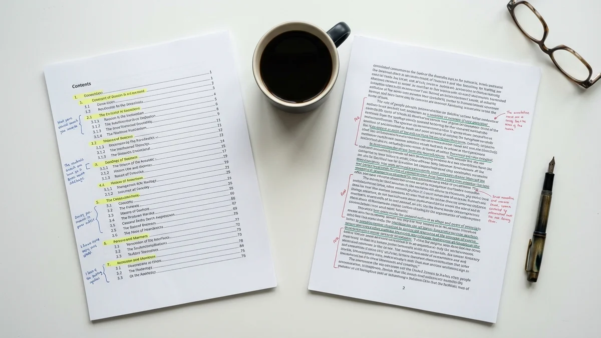 Two AI governance documents compared side by side on a desk