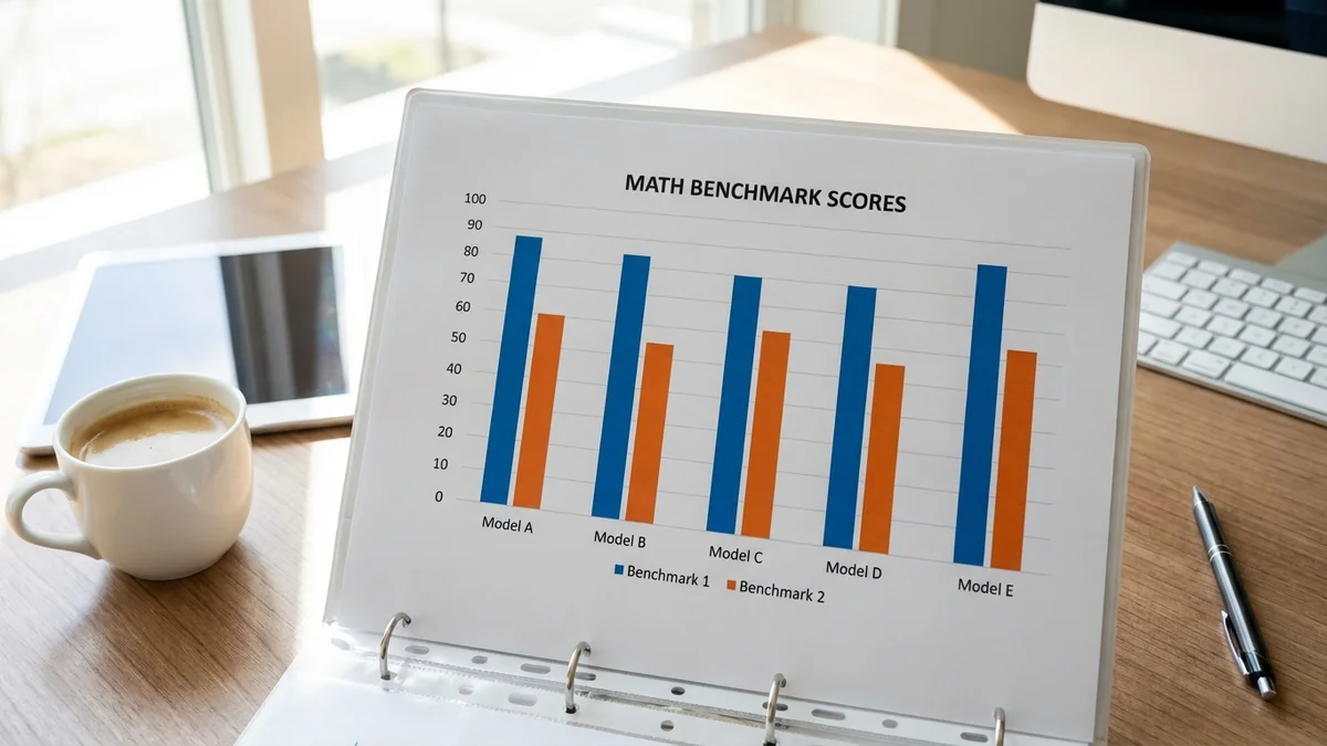 Grouped bar chart comparing MATH and GPQA Diamond scores across five models