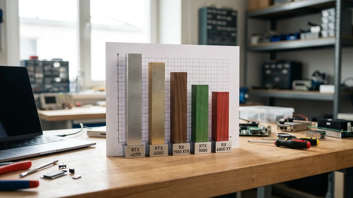 Bar chart of tokens per second across five GPU configurations