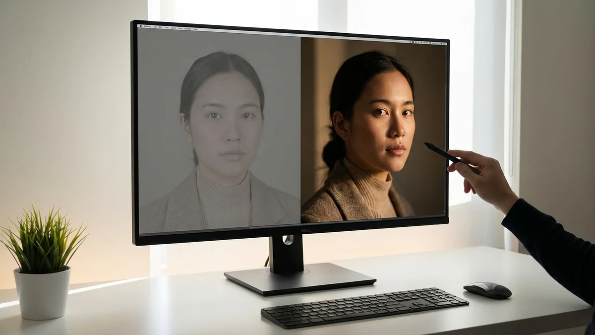 Monitor showing side-by-side comparison of basic versus optimized SDXL prompts