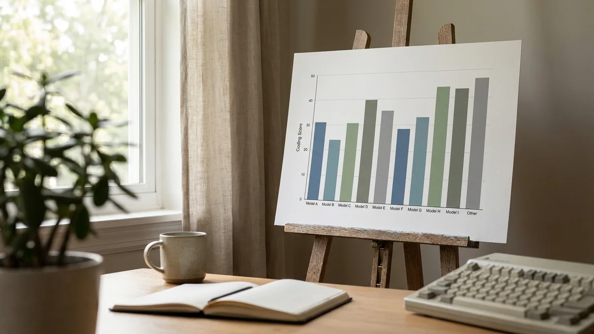 Bar chart showing HumanEval coding benchmark scores for top AI models